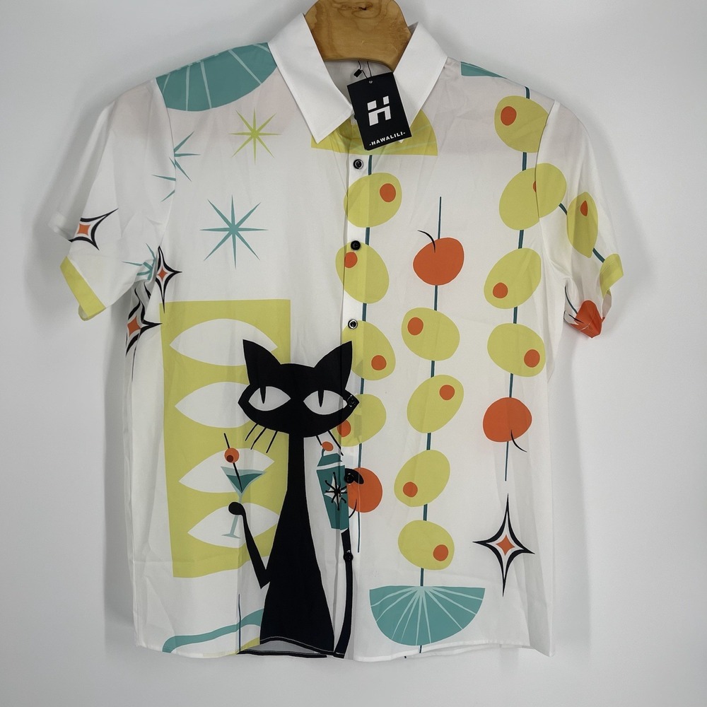 NEW Hawalili Hawaiian Retro Cat Shirt Atomic XL NWT - Picture 1 of 5